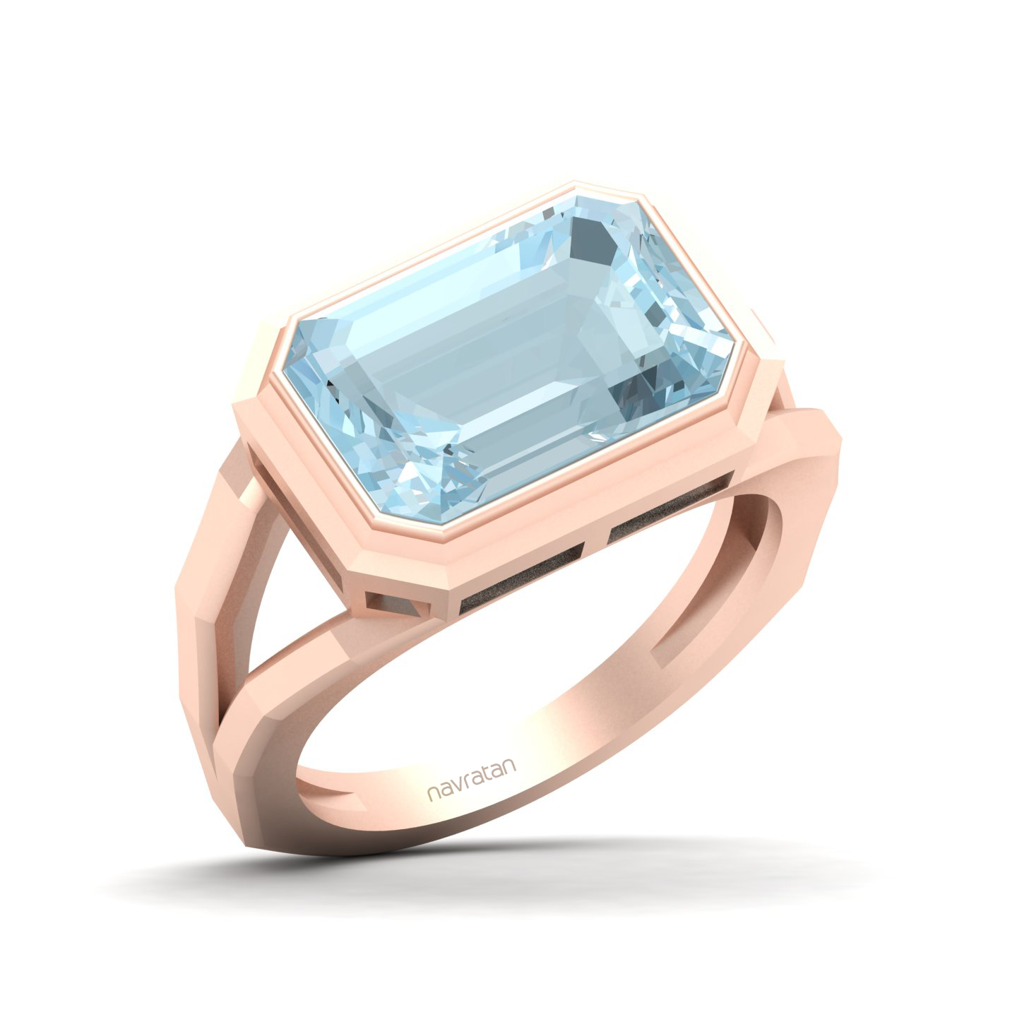 Pristine Split Shank AquamarineRing