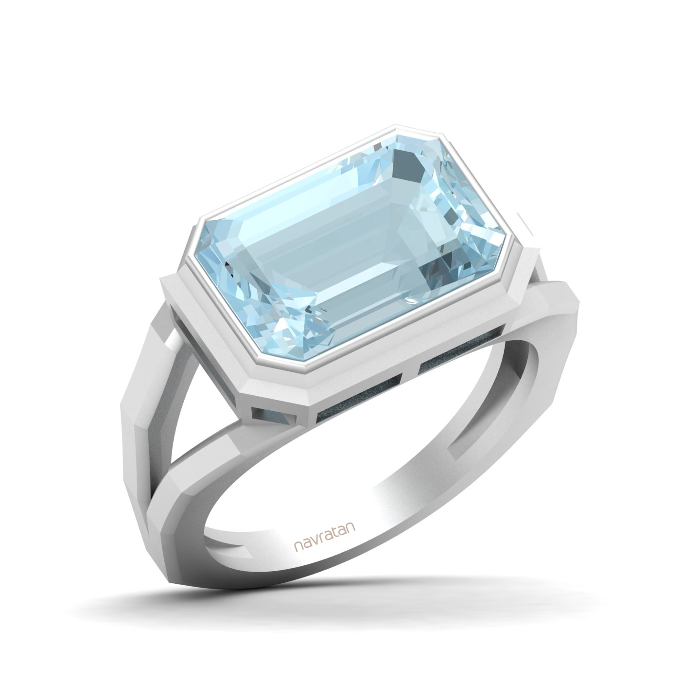 Pristine Split Shank AquamarineRing