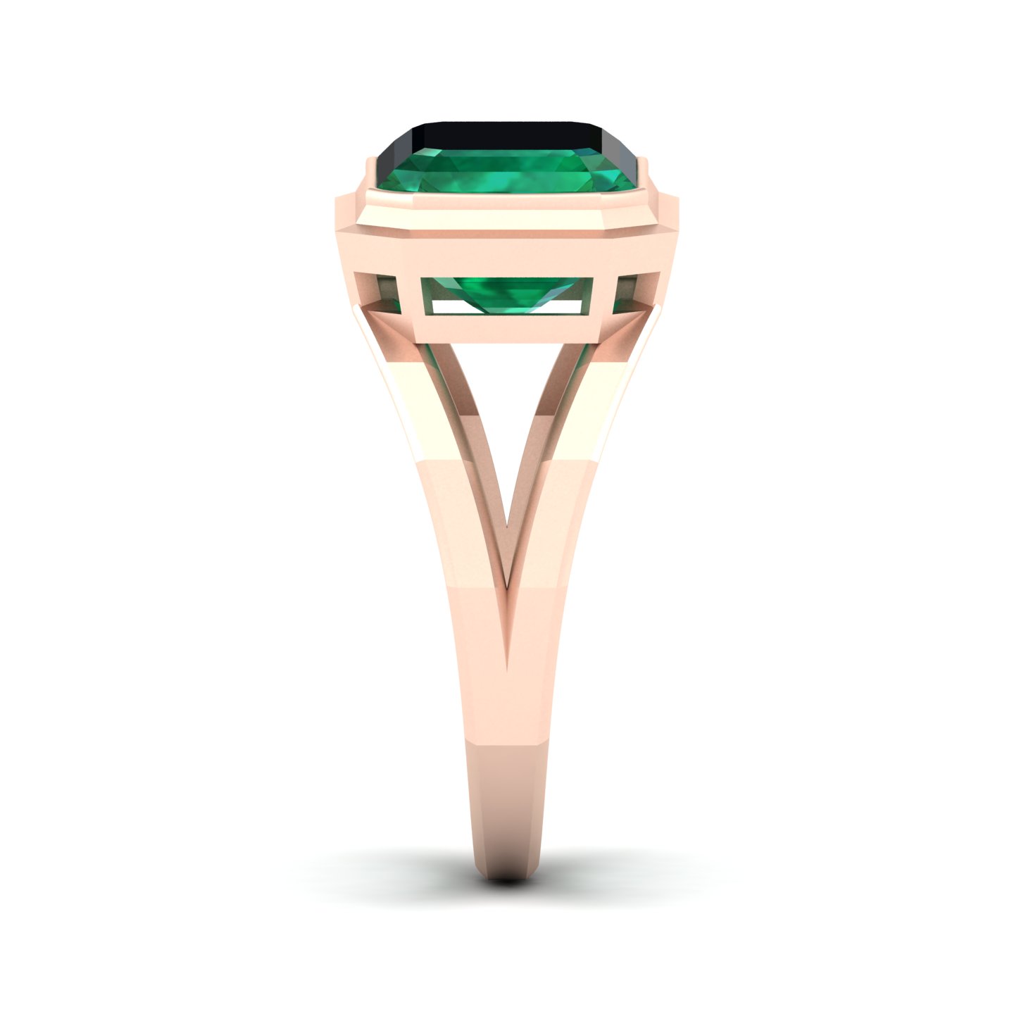 Pristine Split Shank Emerald Ring