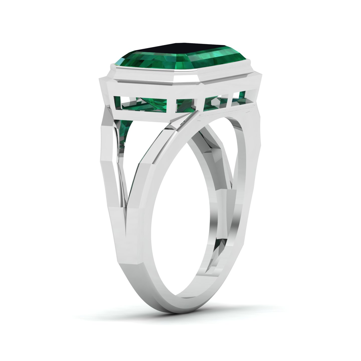 Pristine Split Shank Emerald Ring