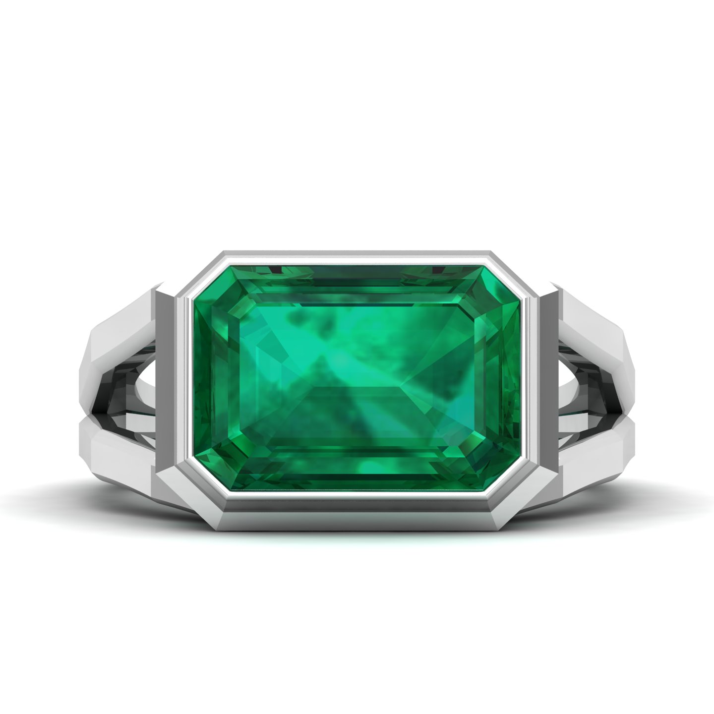 Pristine Split Shank Emerald Ring