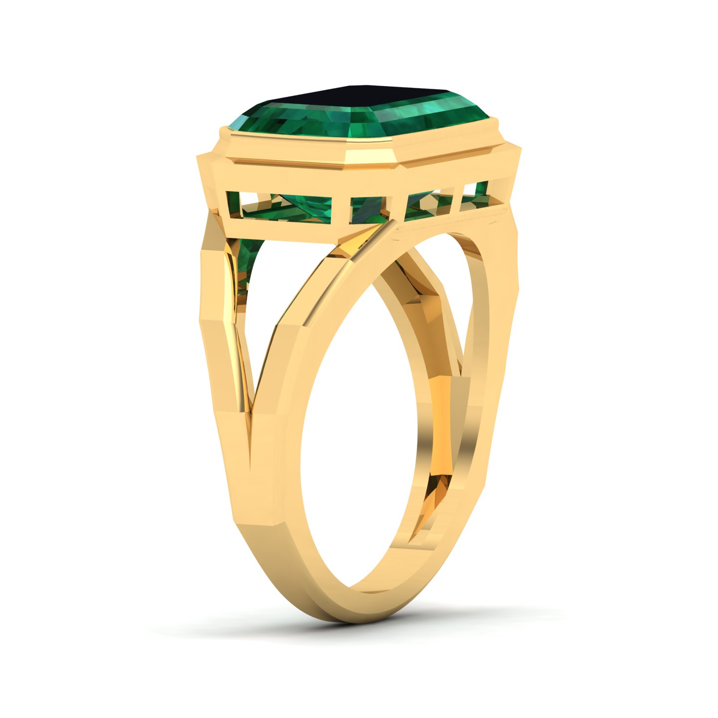 Pristine Split Shank Emerald Ring