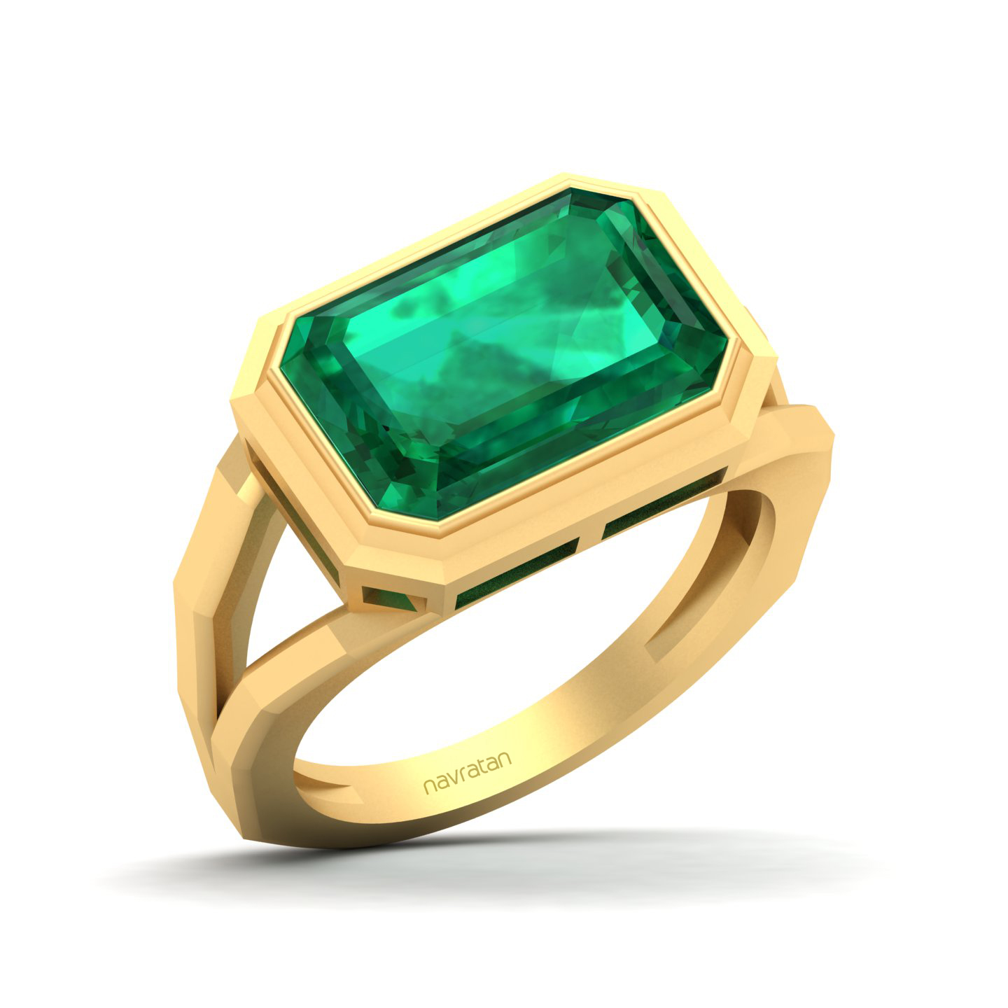 Pristine Split Shank Emerald Ring