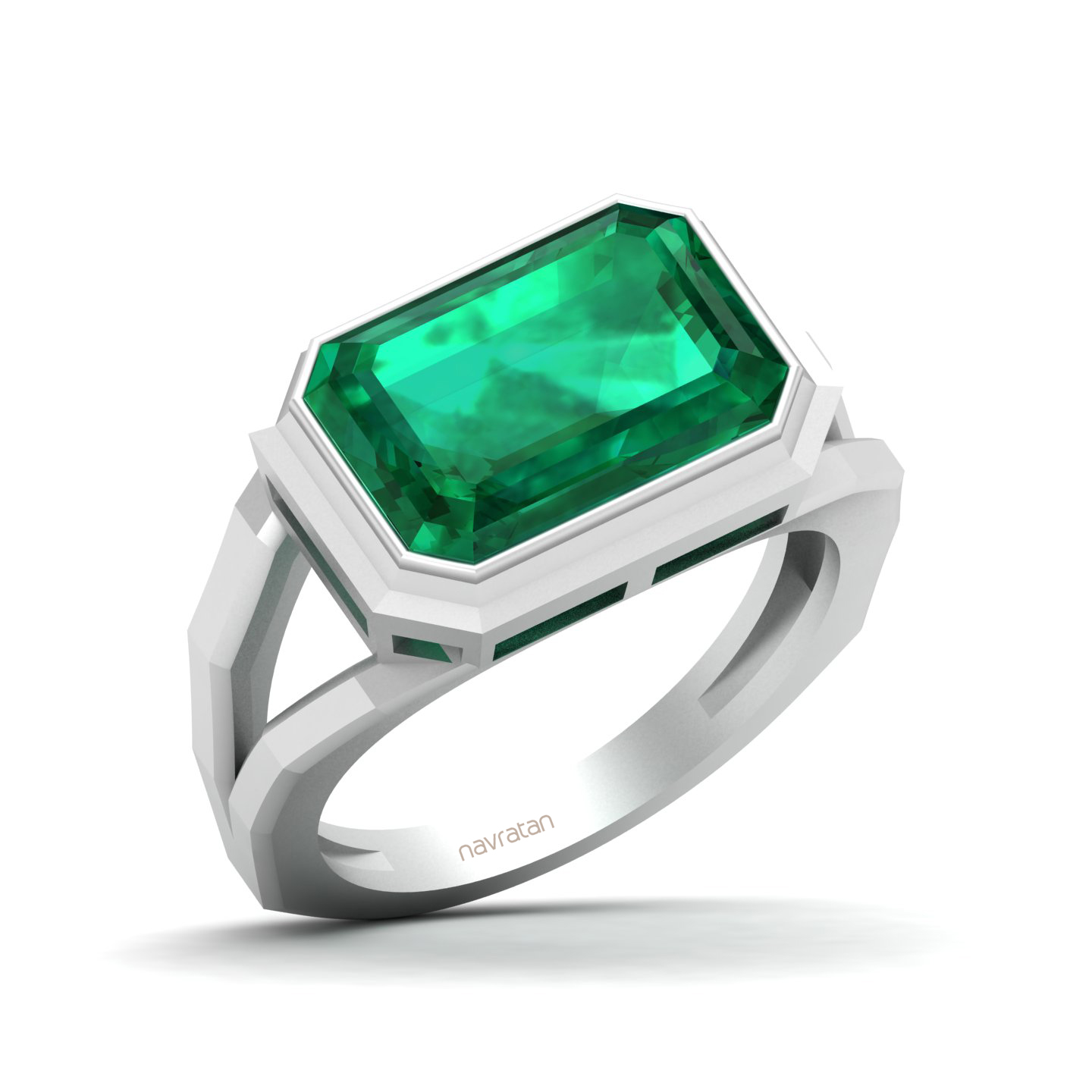 Pristine Split Shank Emerald Ring