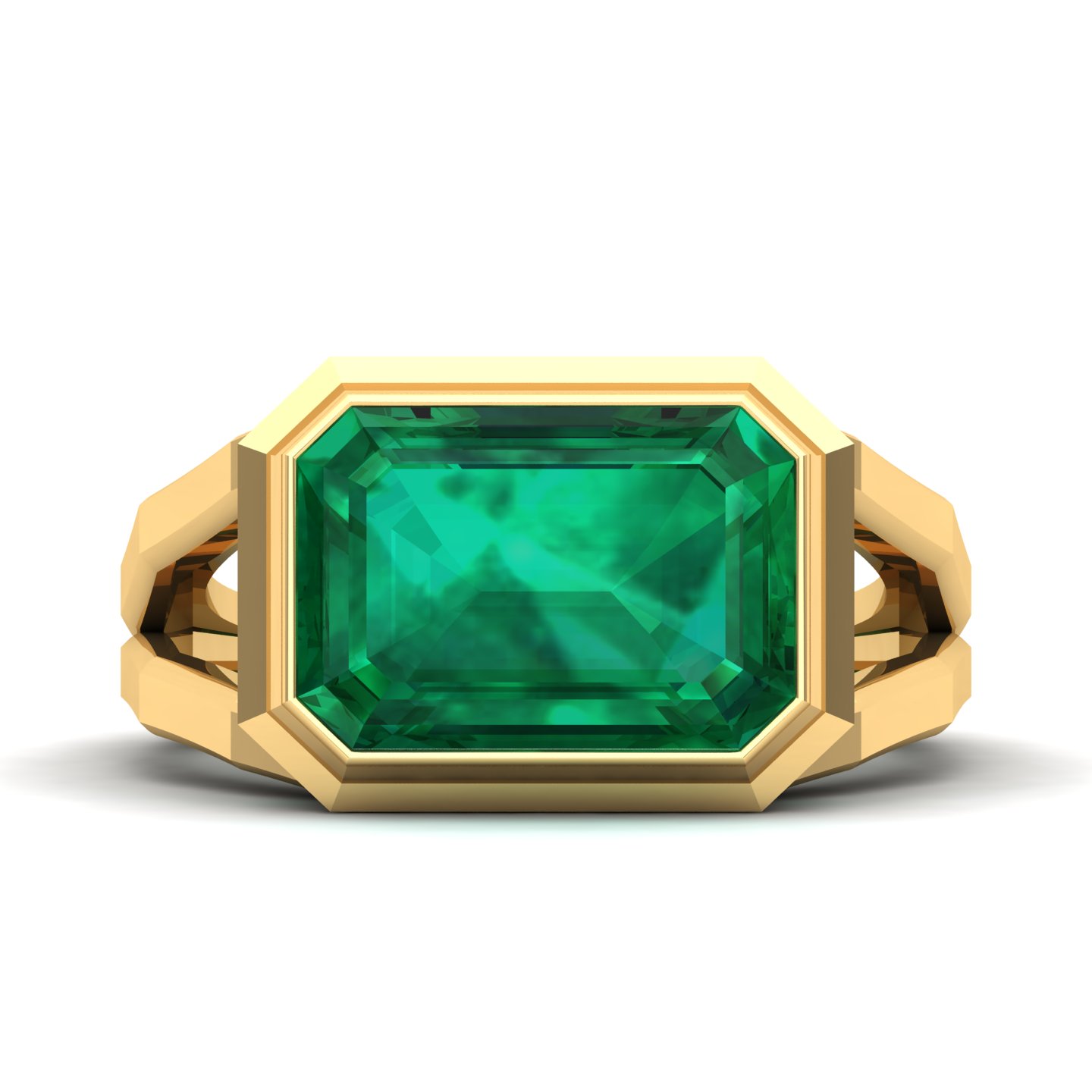 Pristine Split Shank Emerald Ring