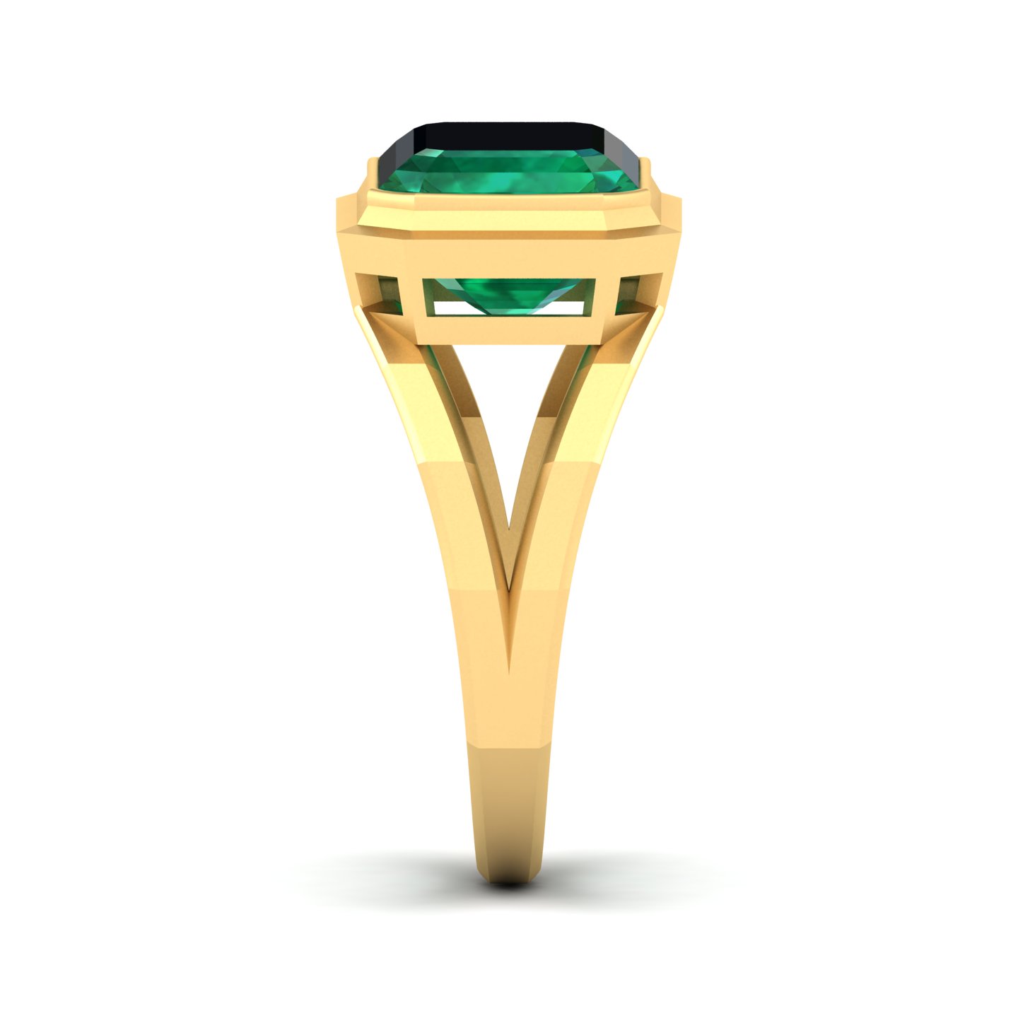 Pristine Split Shank Emerald Ring