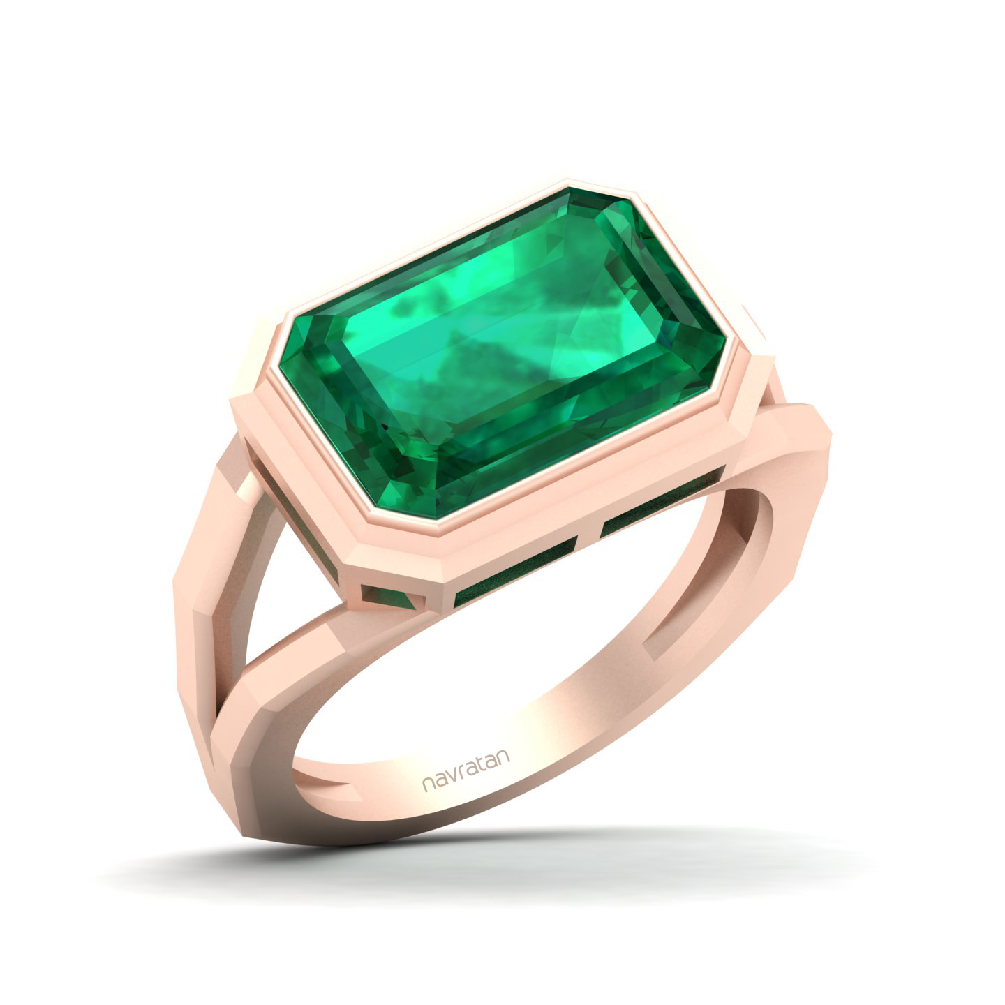 Pristine Split Shank Emerald Ring
