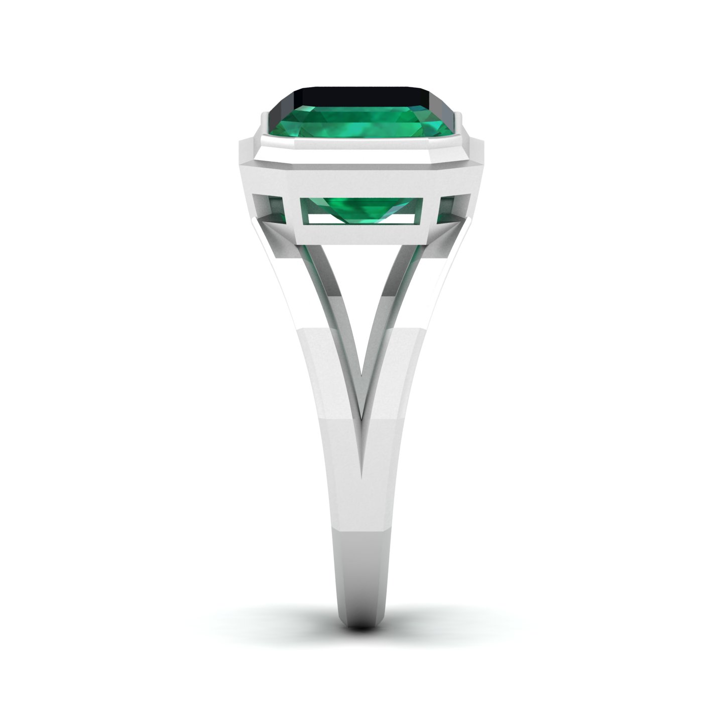 Pristine Split Shank Emerald Ring