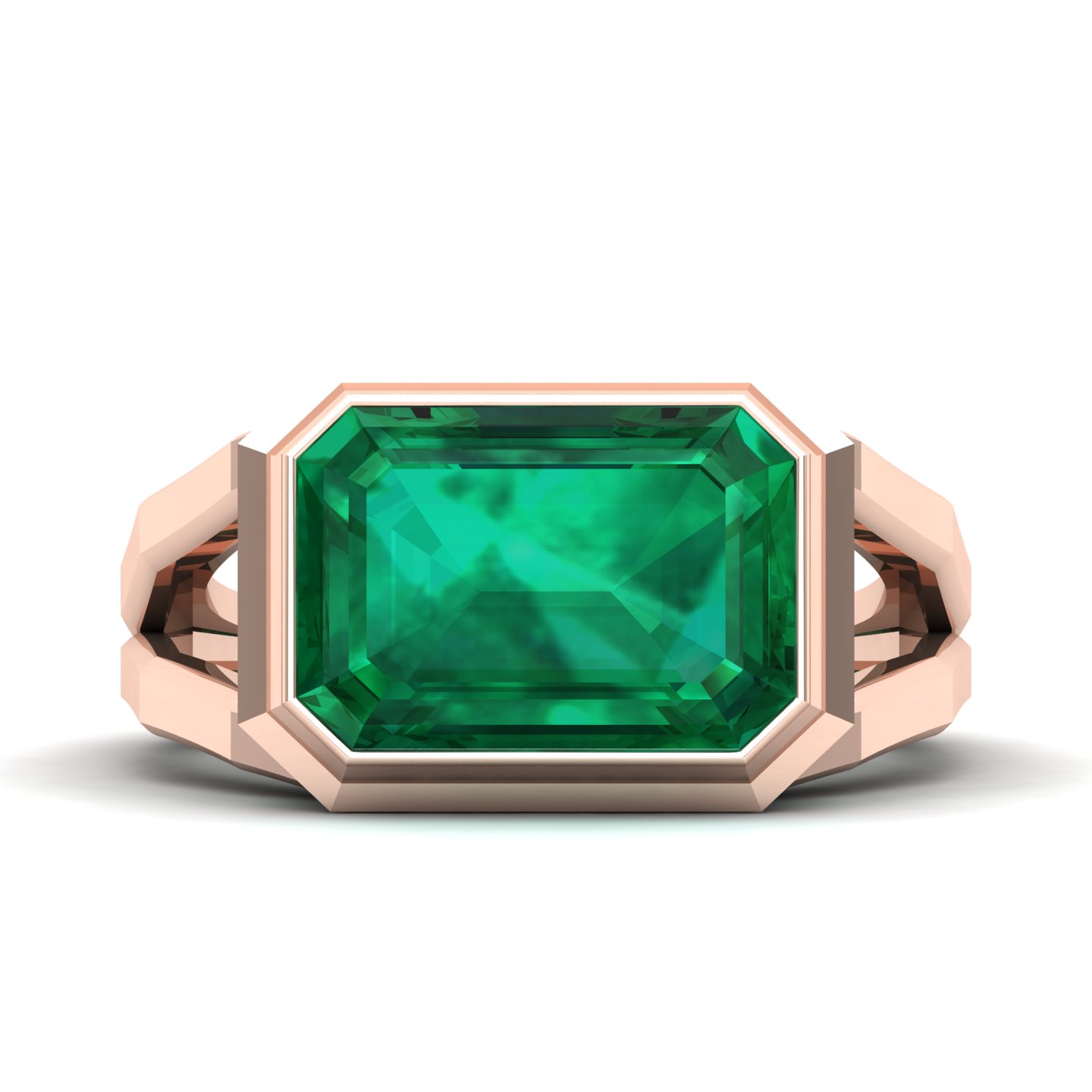 Pristine Split Shank Emerald Ring