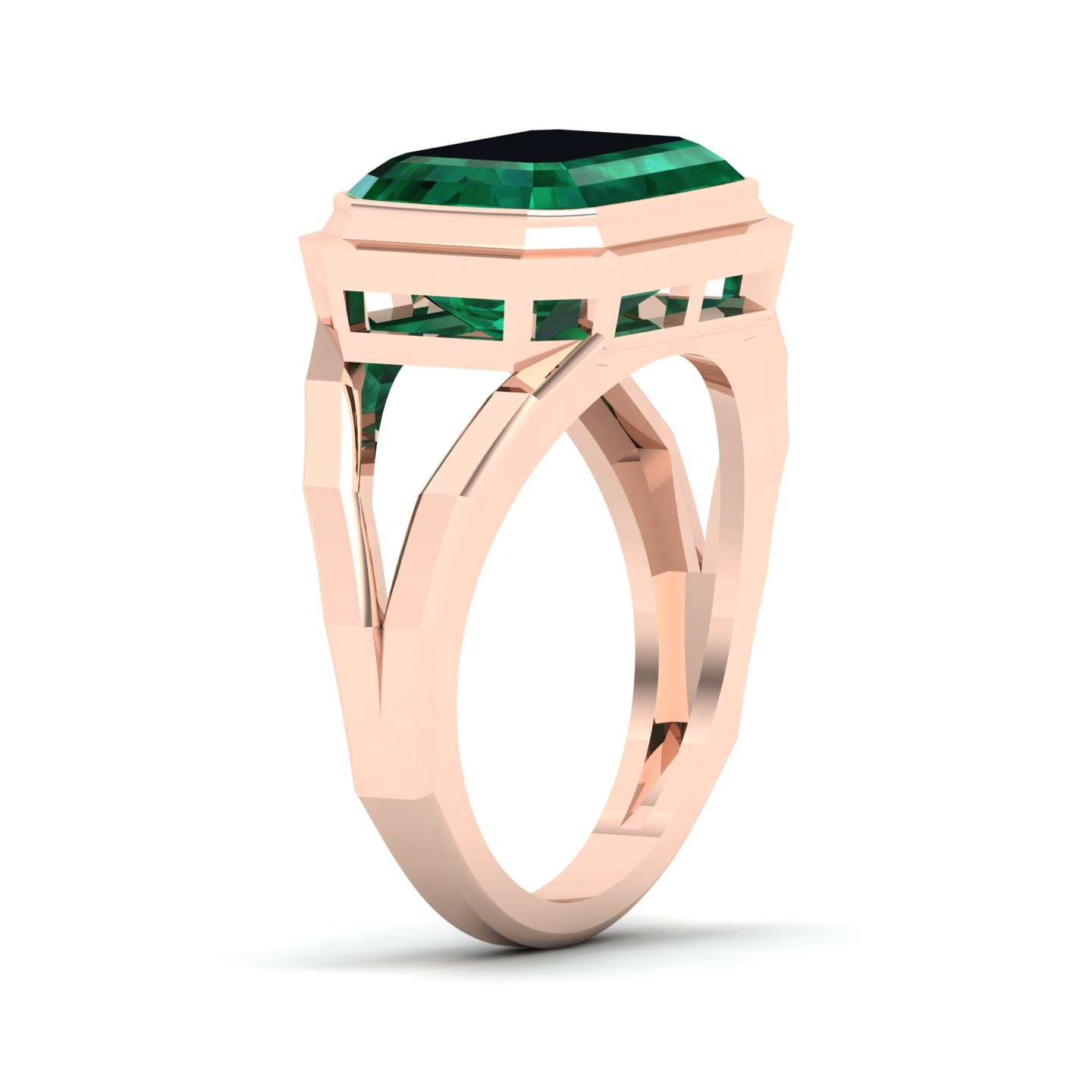 Pristine Split Shank Emerald Ring