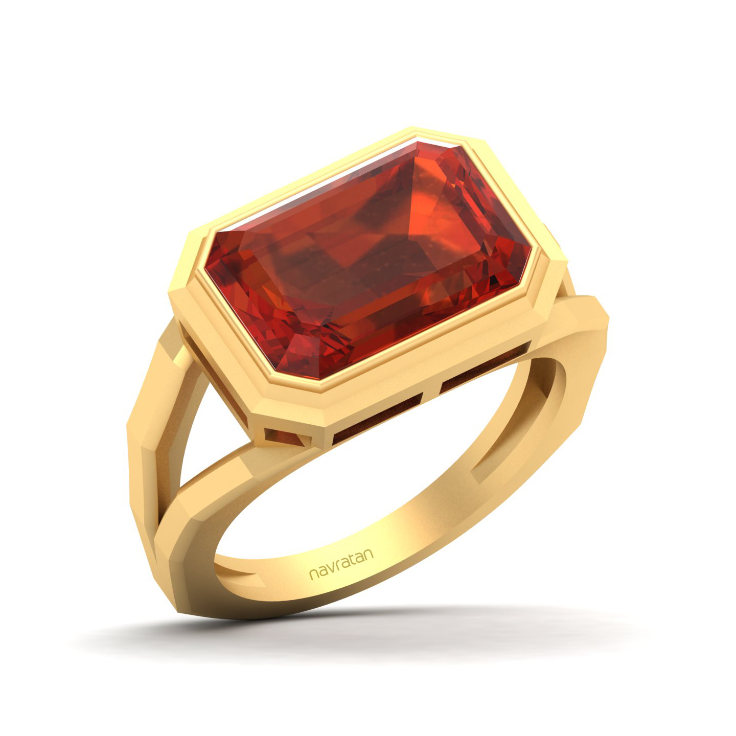 Pristine Split Shank Hessonite Ring