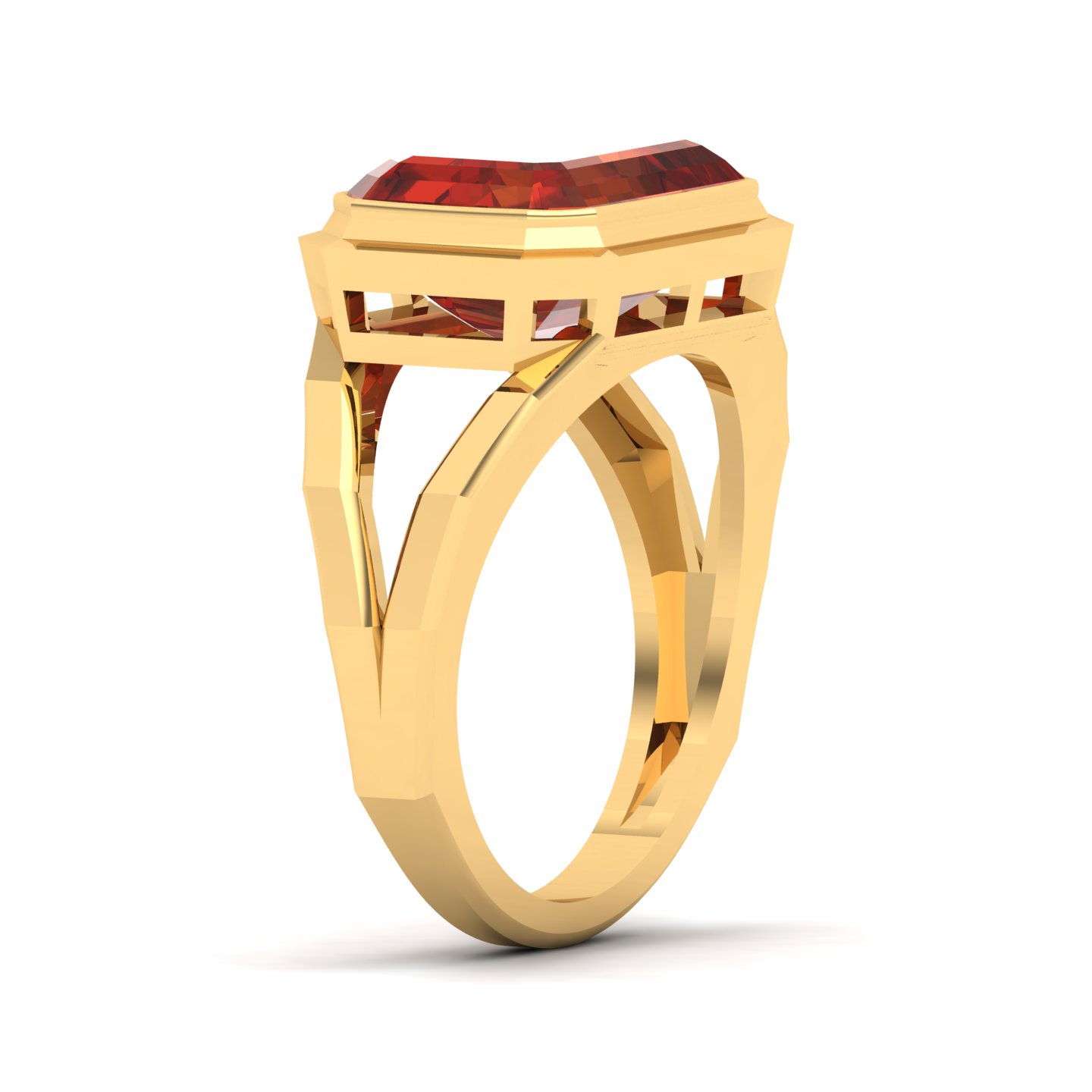 Pristine Split Shank Hessonite Ring