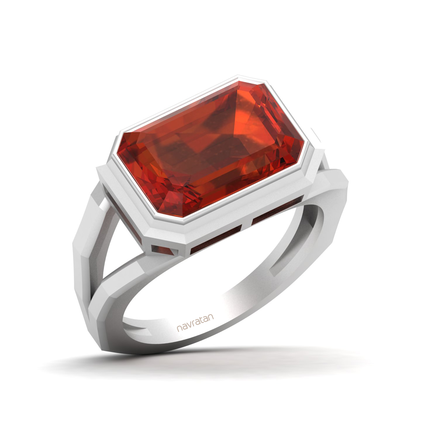Pristine Split Shank Hessonite Ring