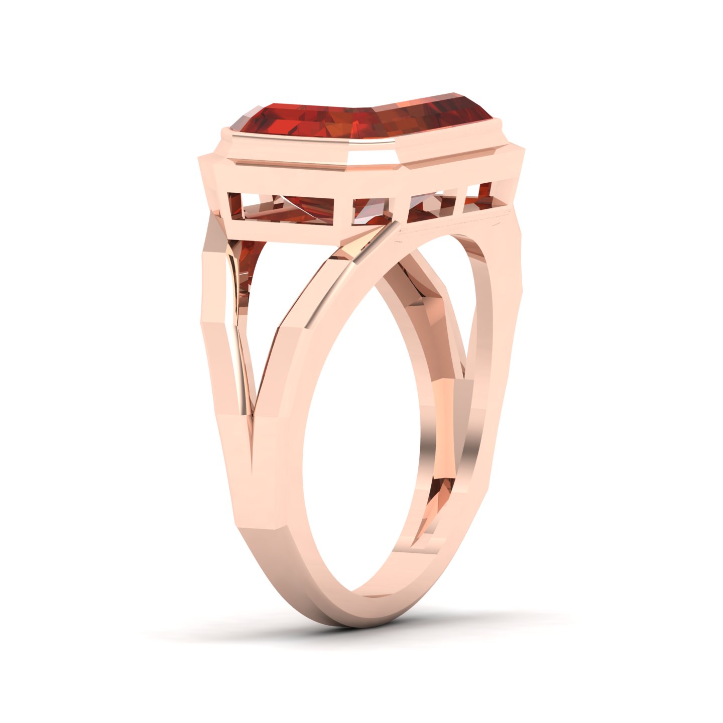 Pristine Split Shank Hessonite Ring