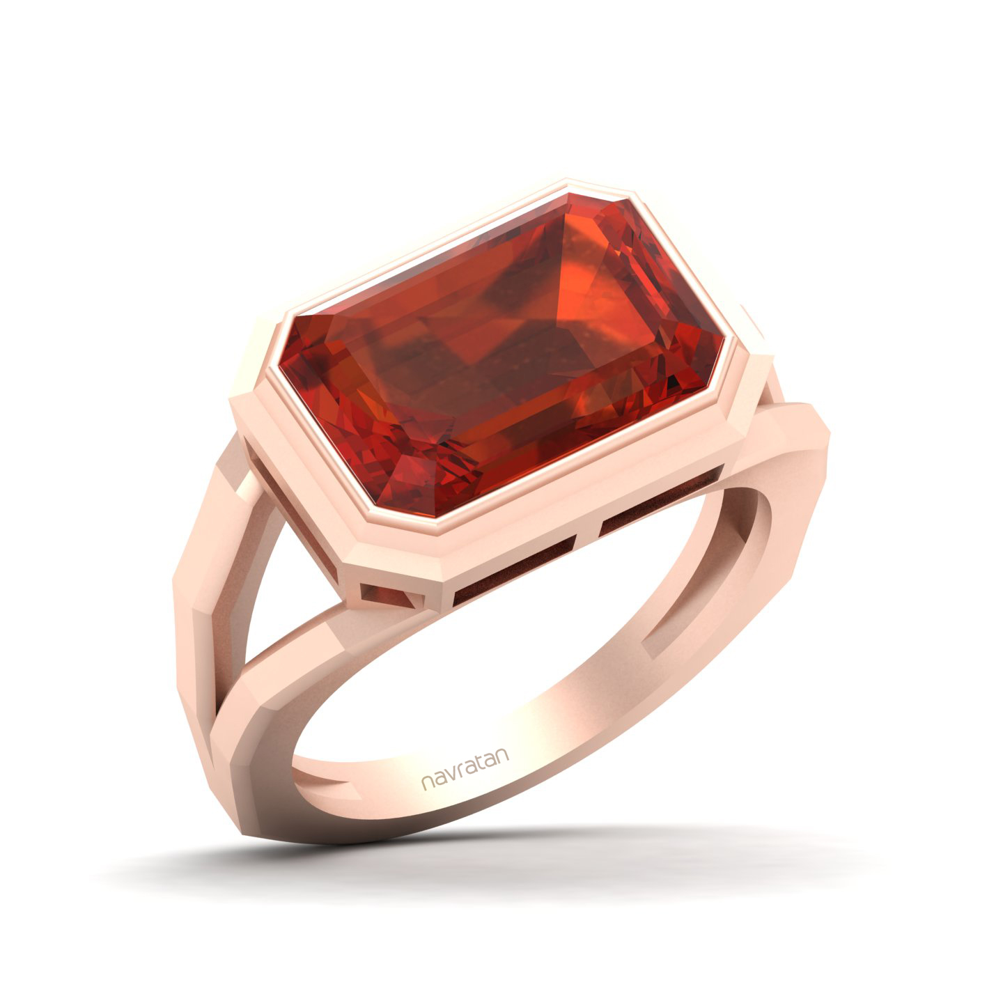 Pristine Split Shank Hessonite Ring