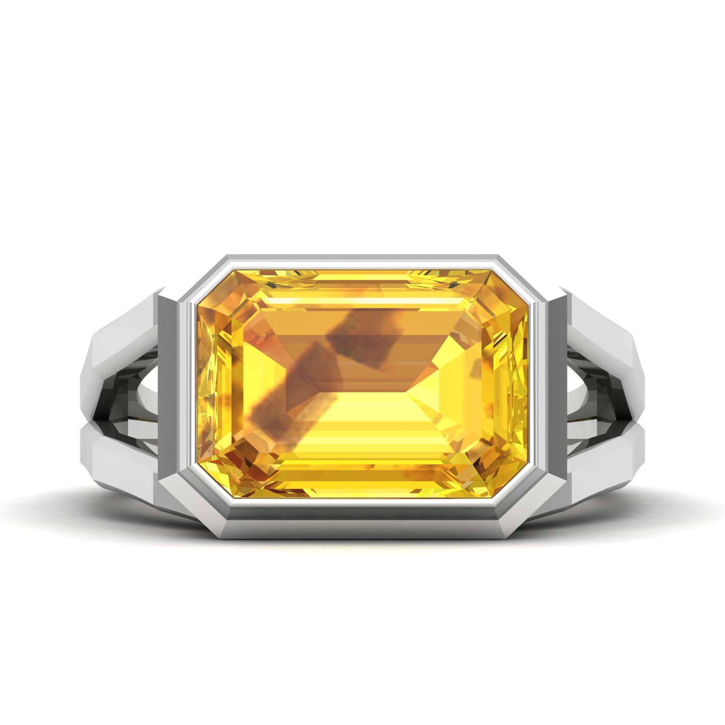 Pristine Split Shank Yellow Sapphire Ring