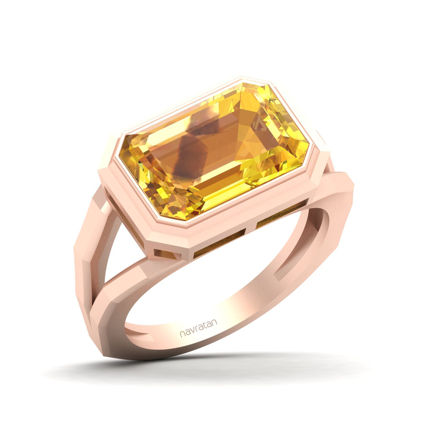 Pristine Split Shank Yellow Sapphire Ring