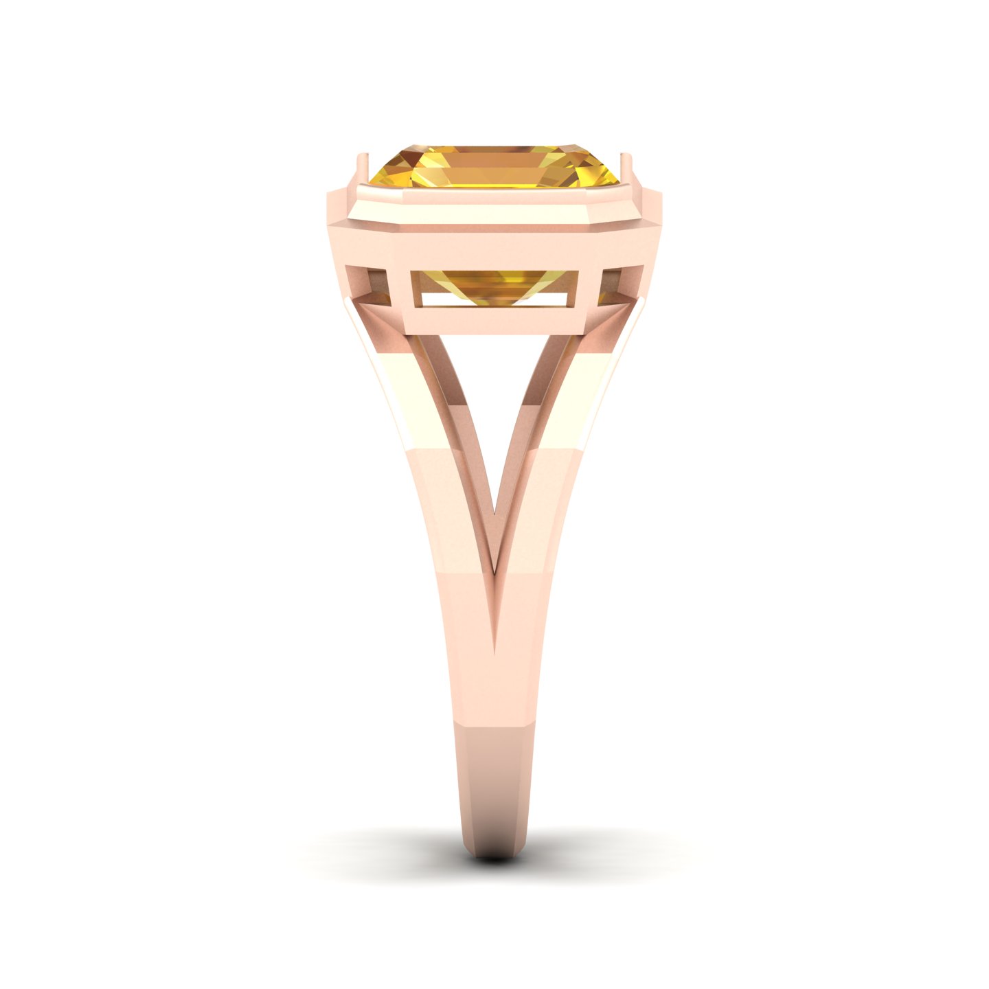 Pristine Split Shank Yellow Sapphire Ring