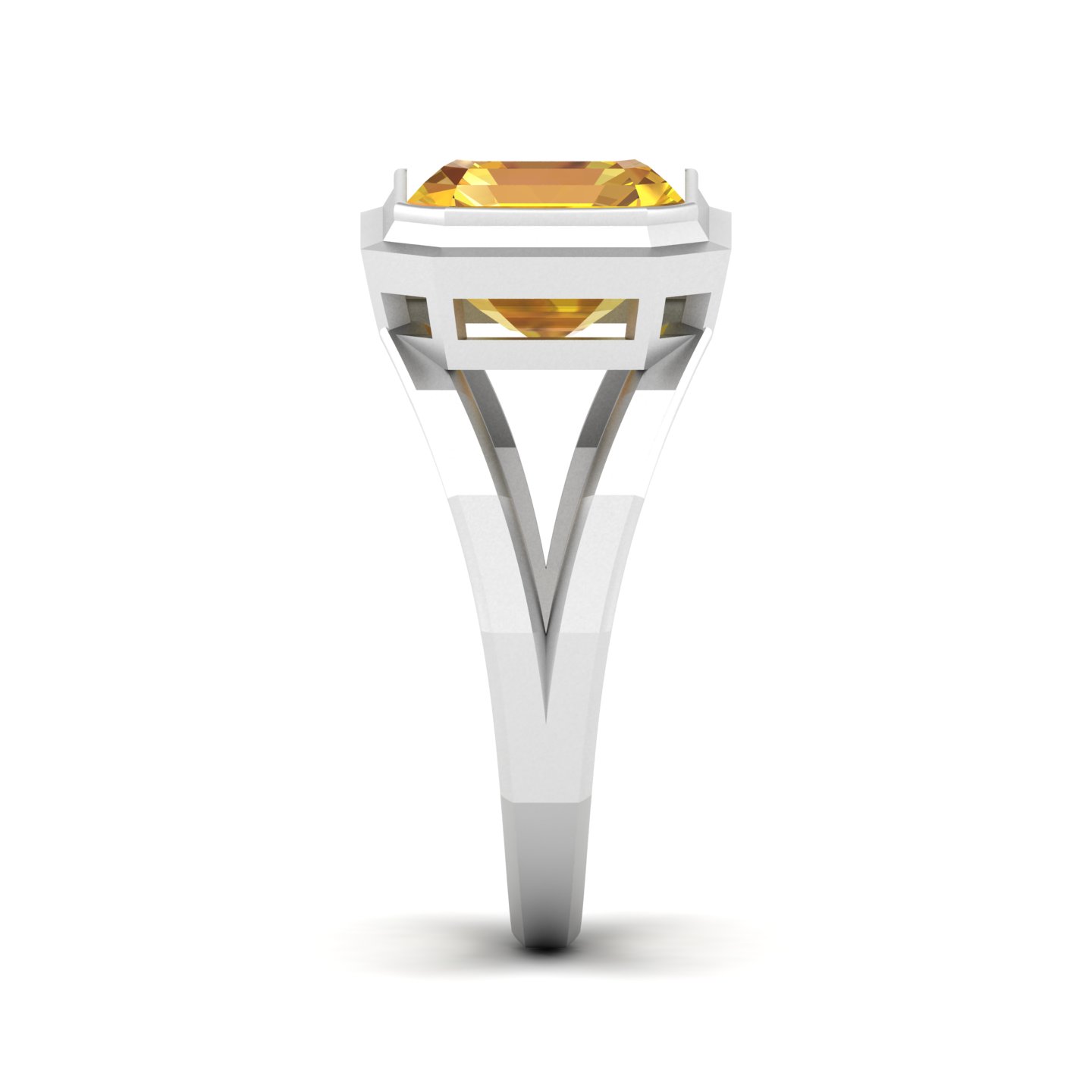 Pristine Split Shank Yellow Sapphire Ring