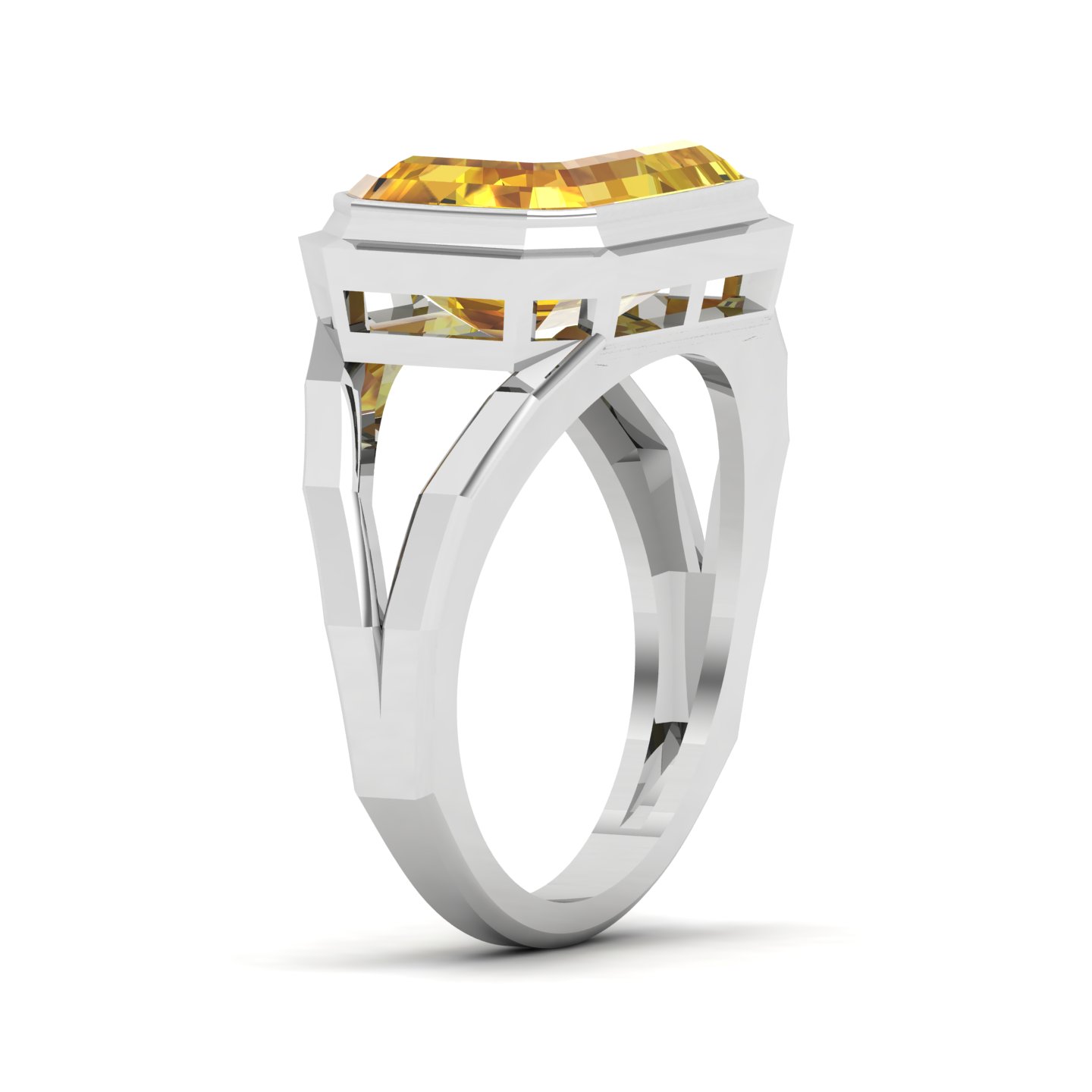 Pristine Split Shank Yellow Sapphire Ring
