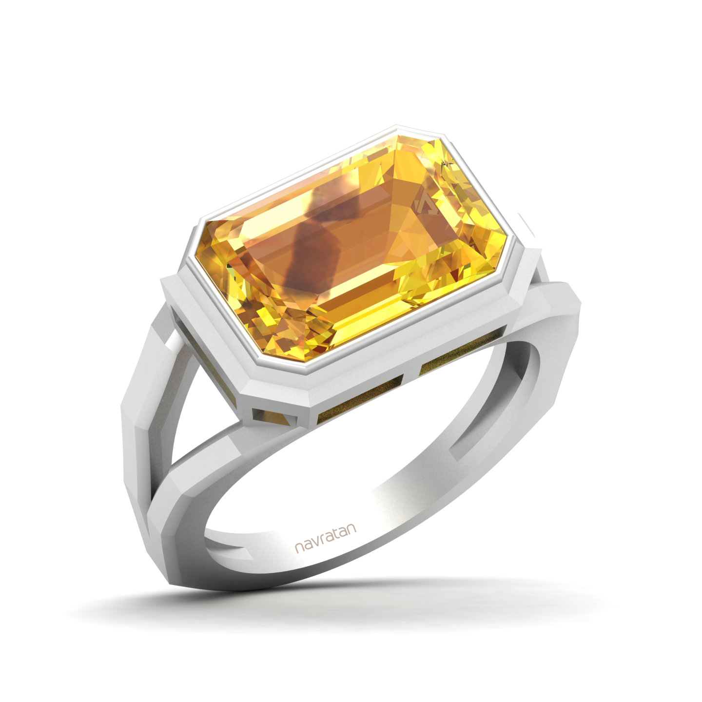 Pristine Split Shank Yellow Sapphire Ring