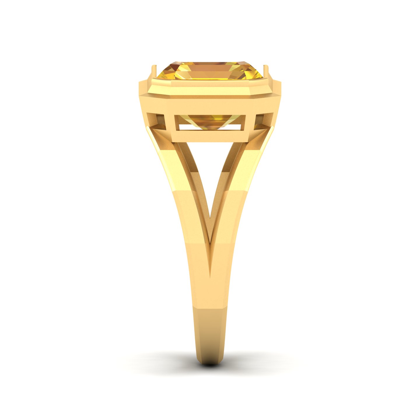 Pristine Split Shank Yellow Sapphire Ring