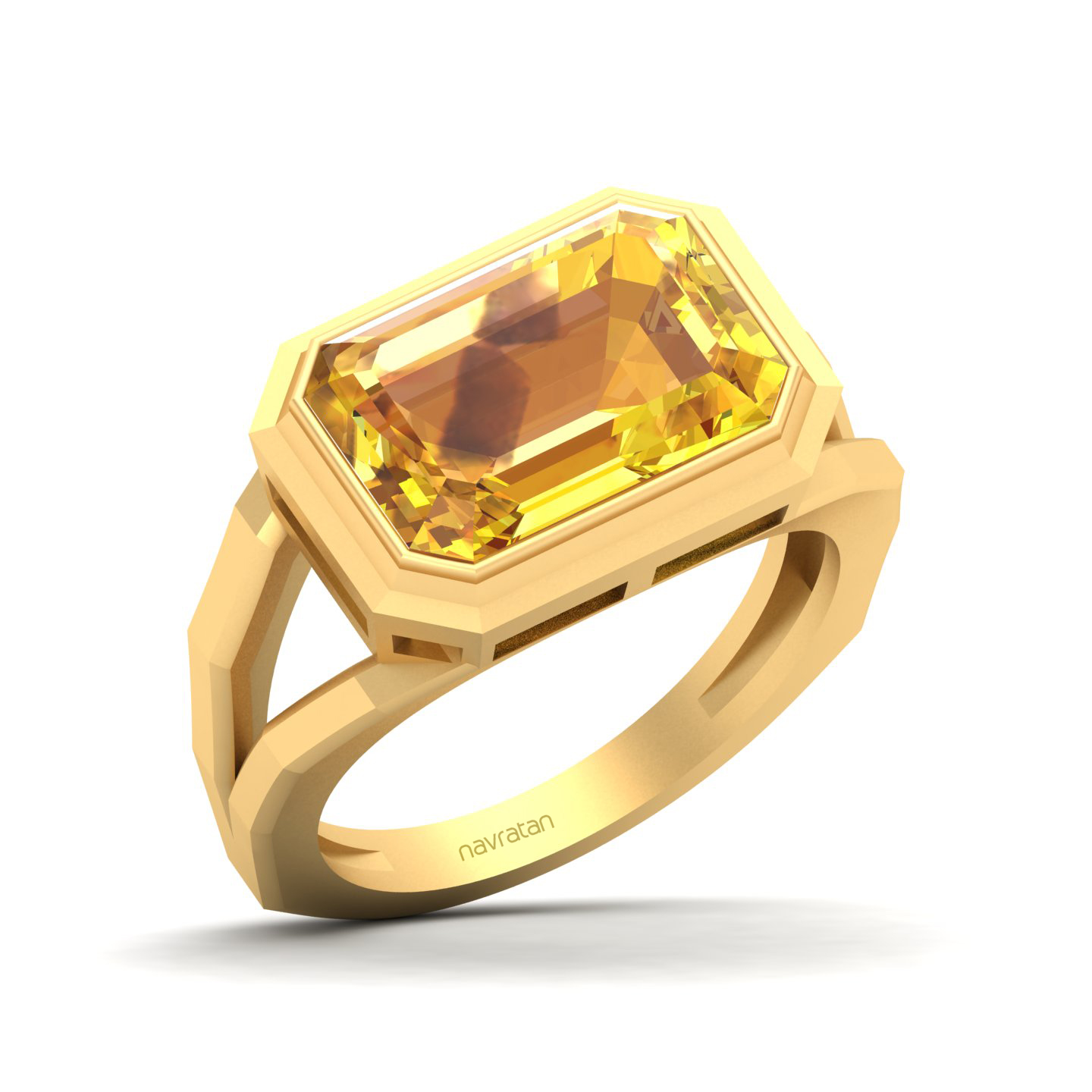Pristine Split Shank Yellow Sapphire Ring