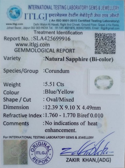 Bi-Colour Sapphire - 5.51 Carat