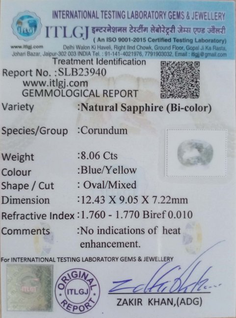 Bi-Colour Sapphire - 8.06 Carat