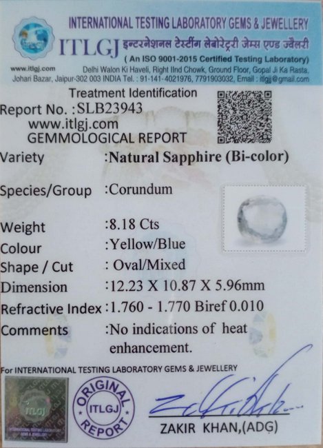 Bi-Colour Sapphire - 8.18 Carat