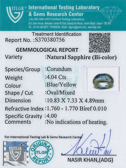 Bi-Colour Sapphire(Pitambari) - 4.04 Carat