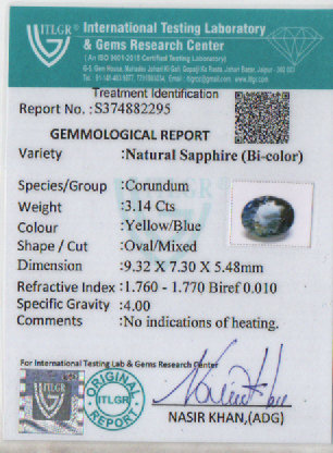 Bi-Colour Sapphire(Pitambari) - 3.14 Carat