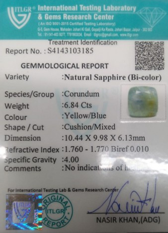 Bi-Colour Sapphire(Pitambari) - 6.84 Carat