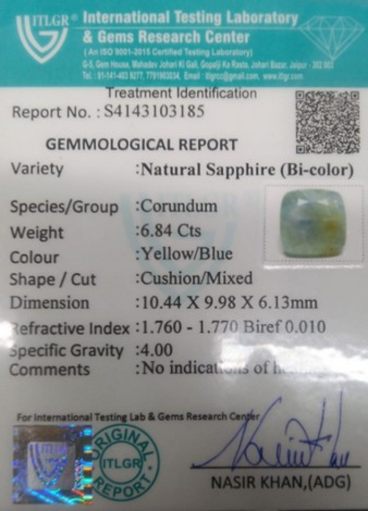 Bi-Colour Sapphire(Pitambari) - 6.84 Carat