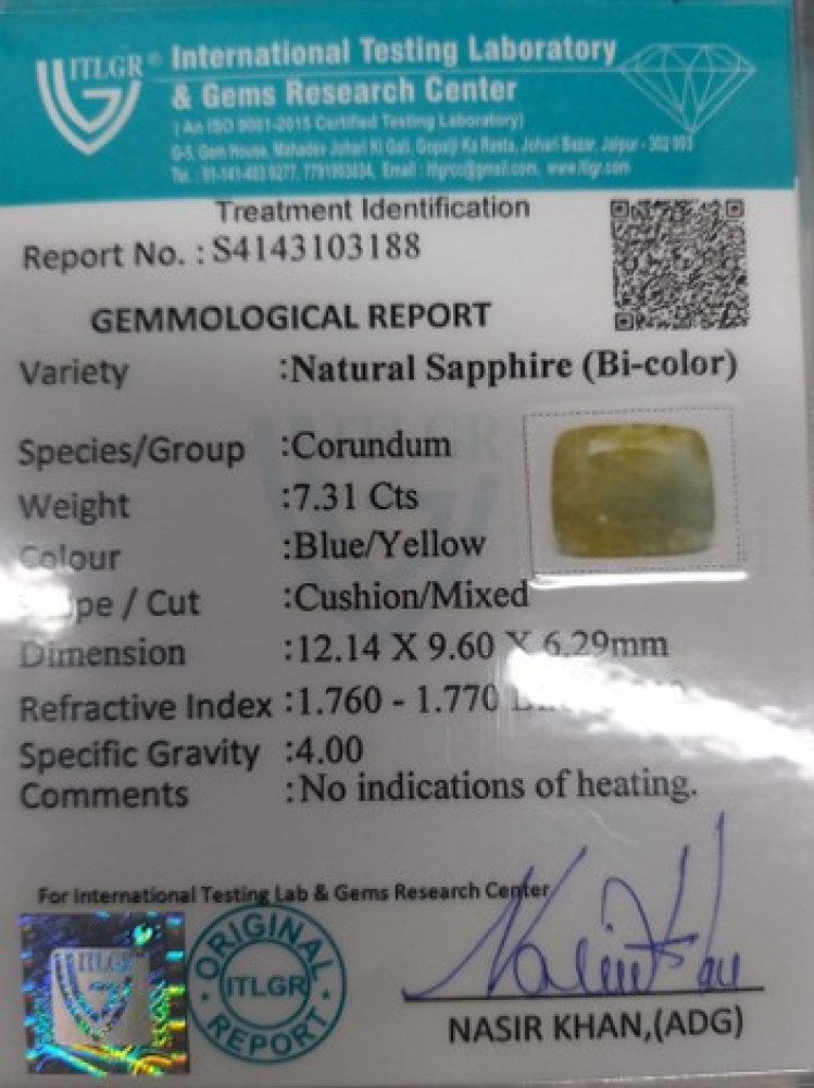 Bi-Colour Sapphire(Pitambari) - 7.31 Carat