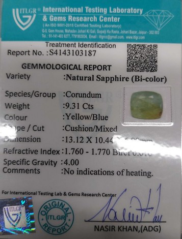 Bi-Colour Sapphire(Pitambari) - 9.31 Carat