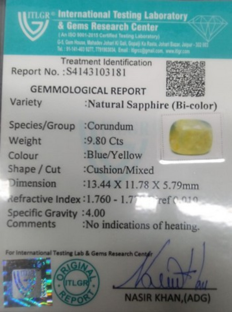 Bi-Colour Sapphire(Pitambari) - 9.8 Carat