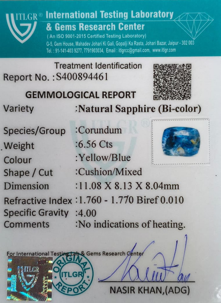 Bi-Colour Sapphire(Pitambari) - 6.56Carat