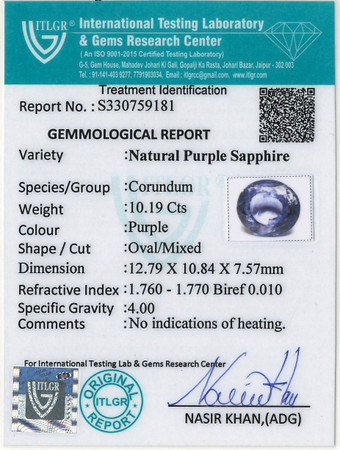 Purple Sapphire - 10.19 Carat