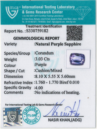 Purple Sapphire - 3.03 Carat