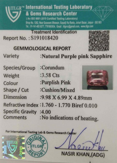 Purple Sapphire - 3.58 Carat