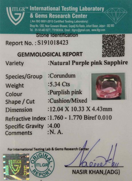 Purple Sapphire - 5.34 Carat