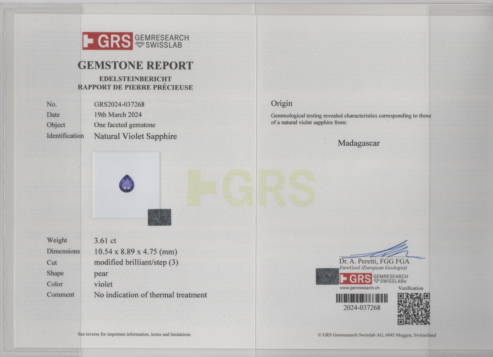 Purple Sapphire - 3.61 Carat