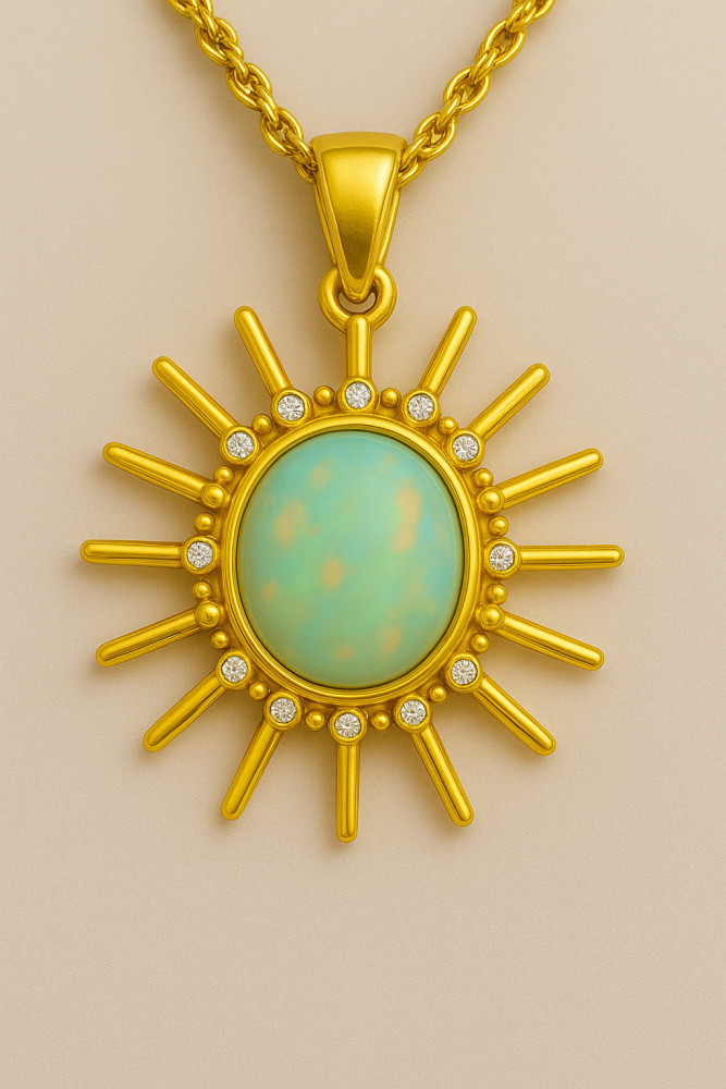 Radiant Sunburst Opal Pendant