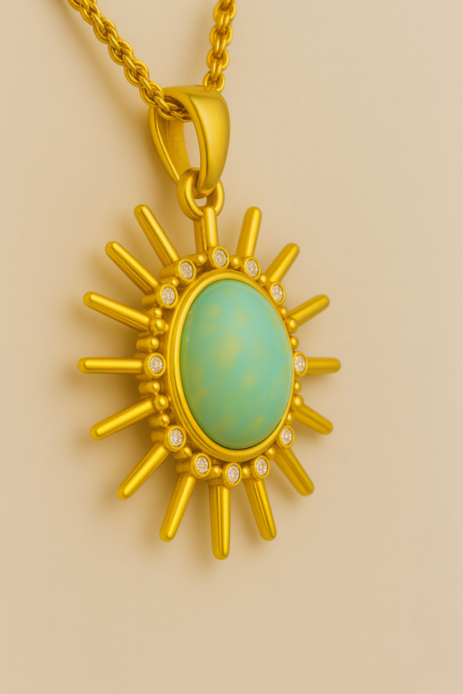 Radiant Sunburst Opal Pendant