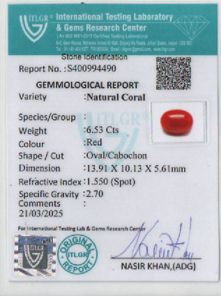 Red Coral - 6.53 Carat