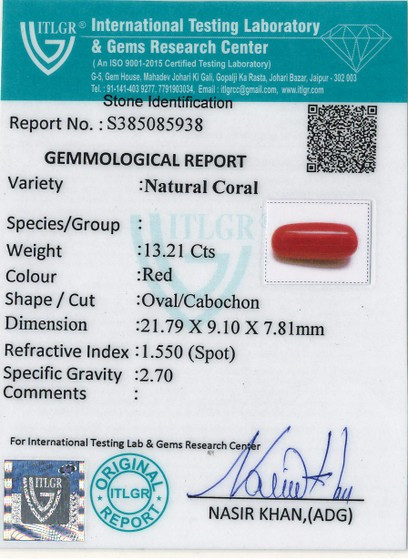 Red Coral - 13.21 Carat