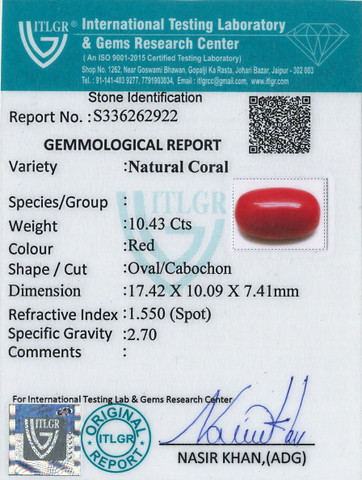 Red Coral -10.43 Carat