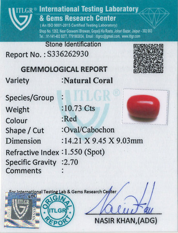 Red Coral -10.73 Carat