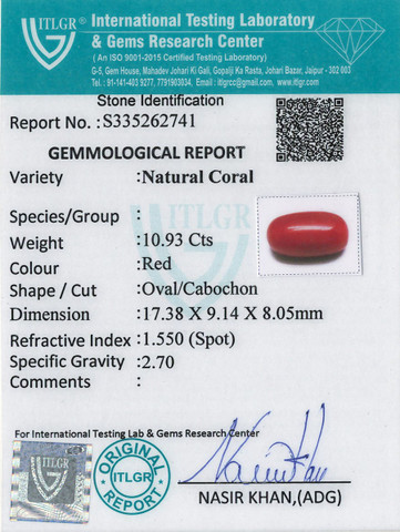 Red Coral -10.93 Carat